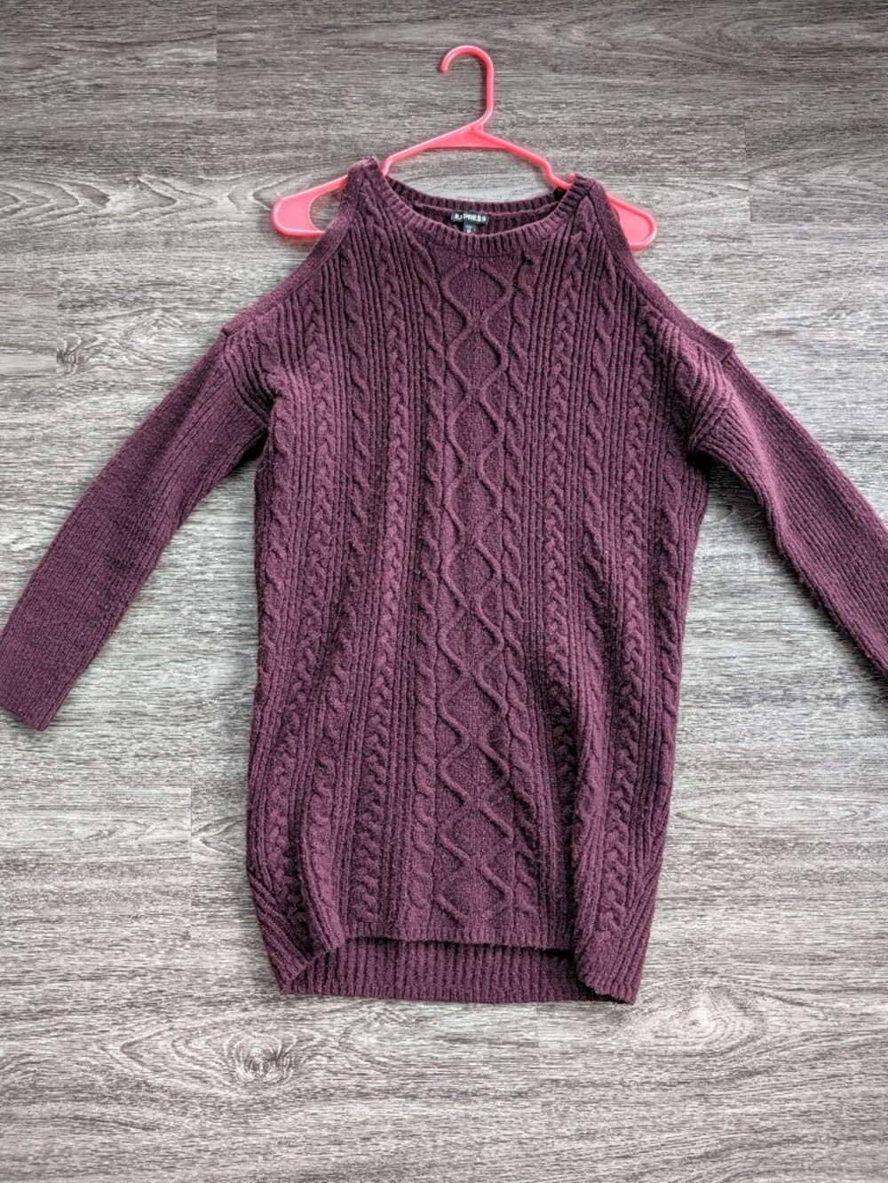 Express Cold Shoulder Cranberry Sweater Dress